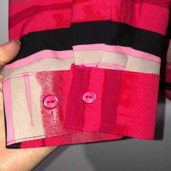 Notations Long Sleeve Red High Low ButtonDown Top - Picture 4 of 8